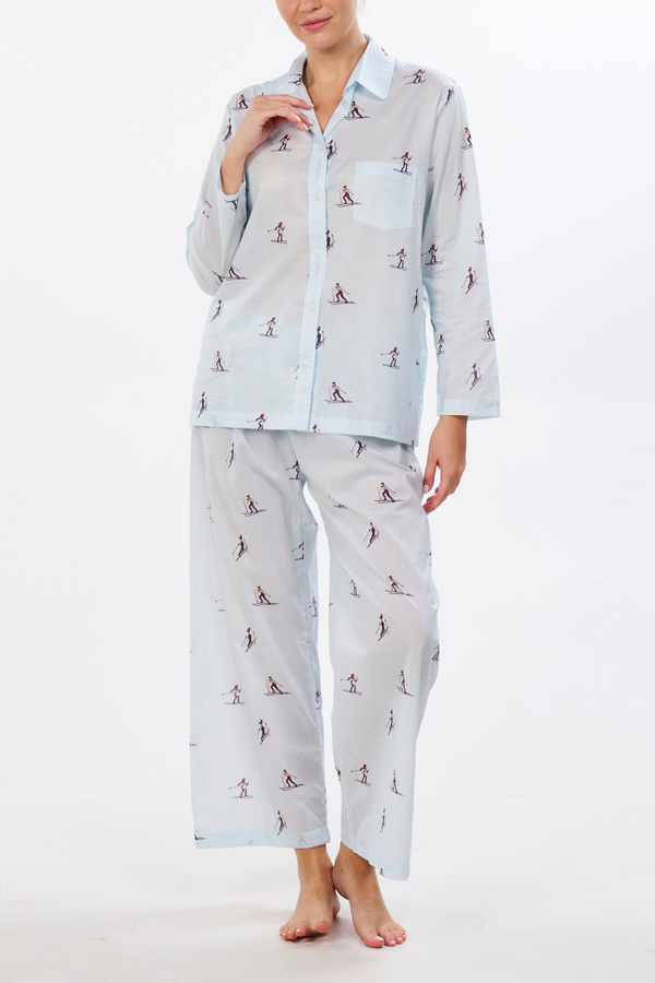 pour les femmes Long Sleeve Pajama Set - Cross Country Skiers