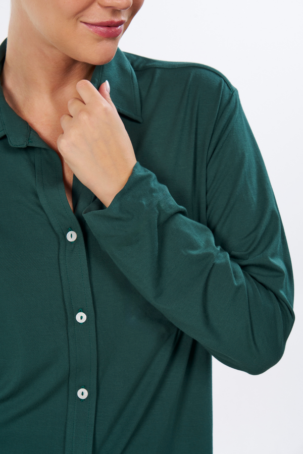 Pour Les Femmes Organic Bamboo Pajama Set - Hunter Green