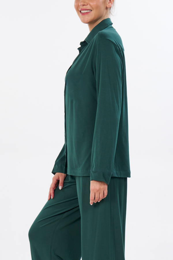 Pour Les Femmes Organic Bamboo Pajama Set - Hunter Green