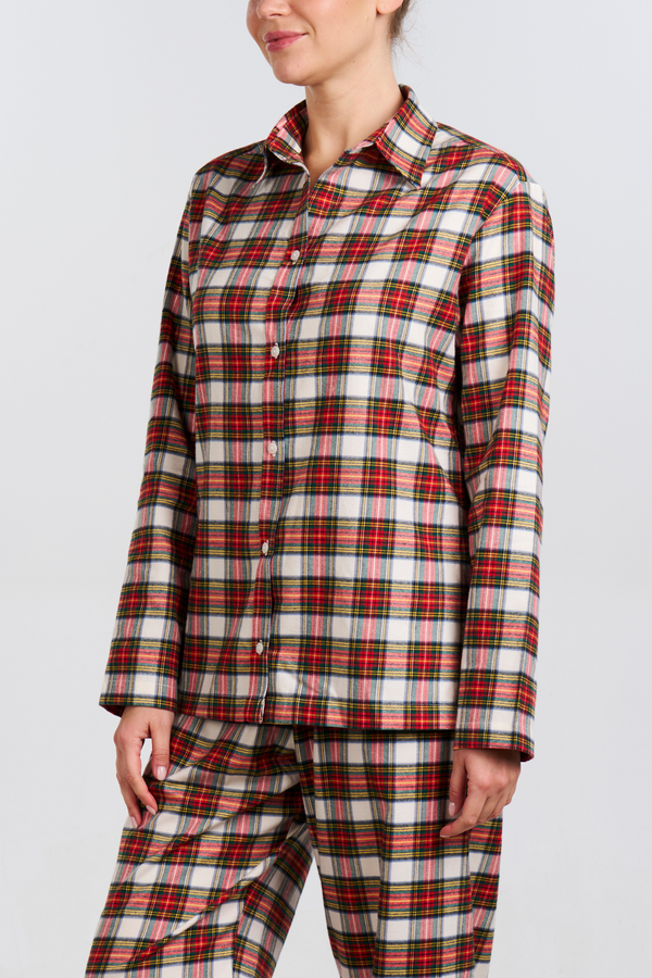 Pour Les Femmes Organic Bamboo Pajama Set - White Plaid