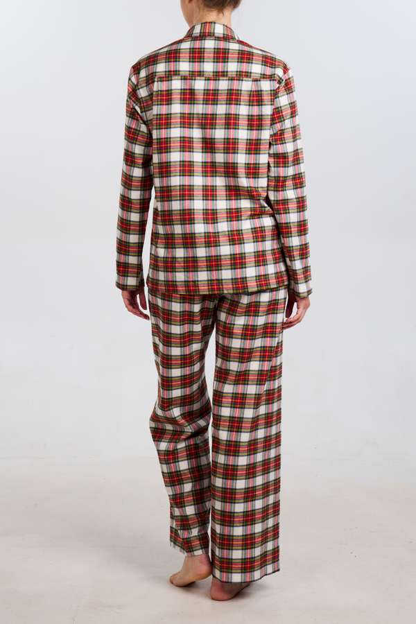 Pour Les Femmes Organic Bamboo Pajama Set - White Plaid