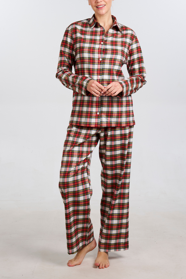 pour les femmes Organic Bamboo Pajama Set - White Plaid