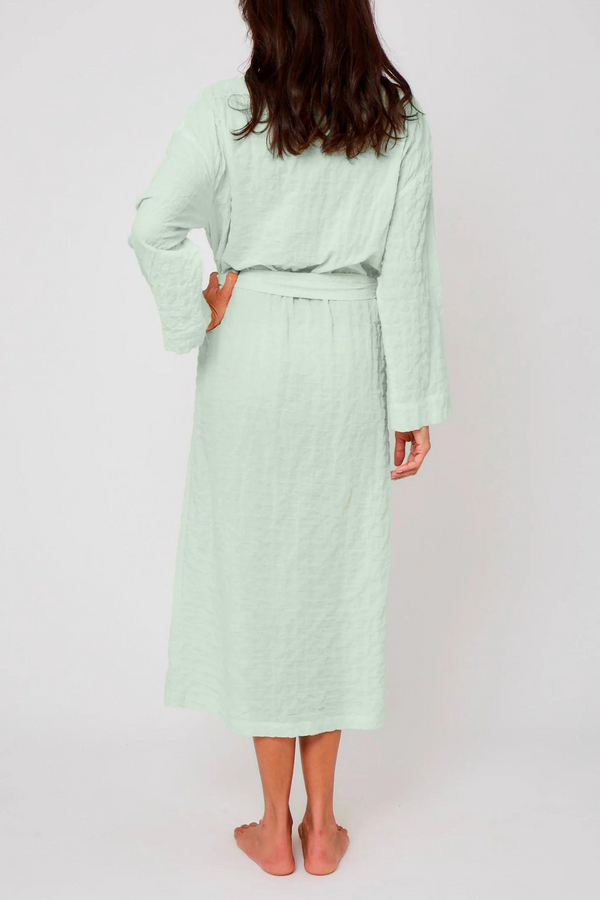 Pour Les Femmes Organic Japanese Cotton Long Robe - Celadon