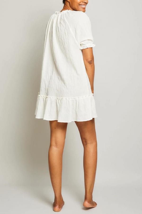 Pour Les Femmes Organic Japanese Cotton Ruffle Nightie-Cream
