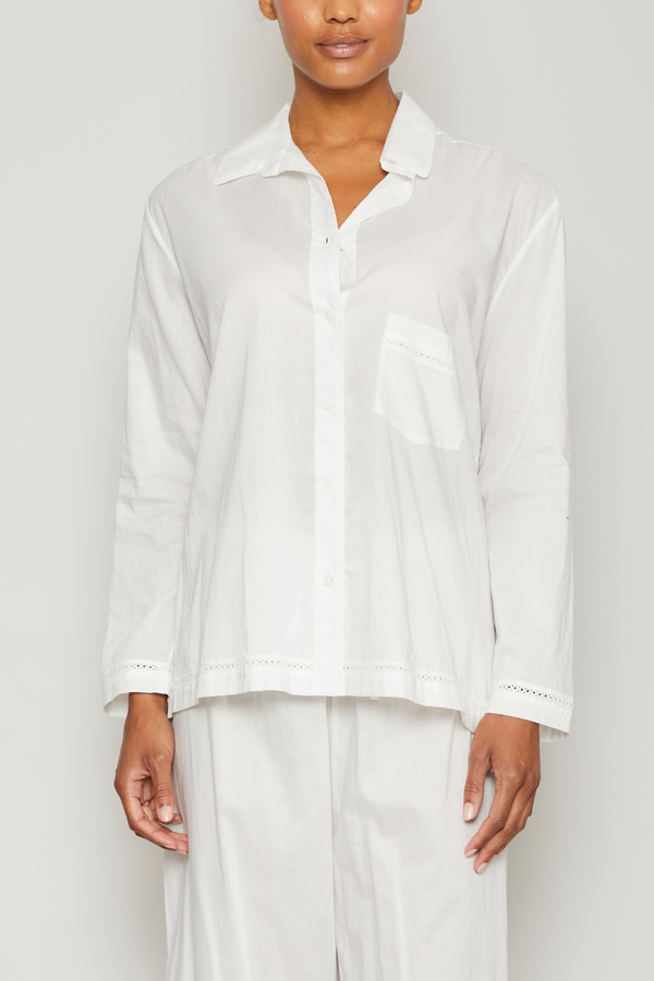 Pour Les Femmes Classic Style Pajama Set - White