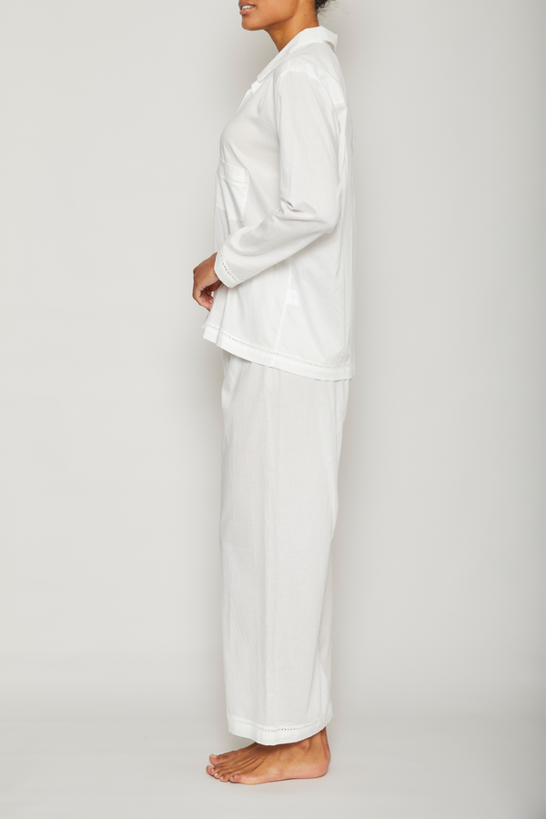 Pour Les Femmes Classic Style Pajama Set - White
