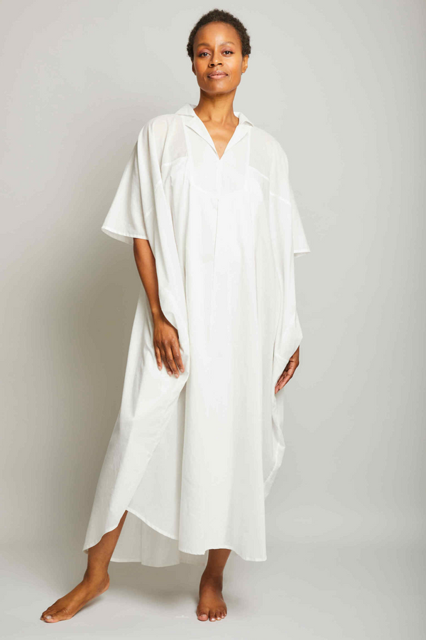 Pour Les Femmes Collar Kaftan - White