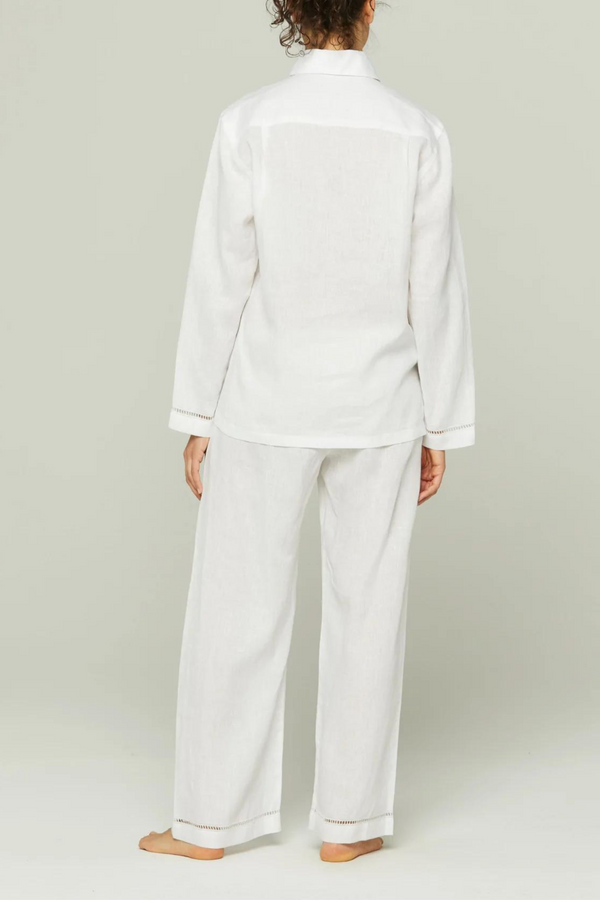 Pour Les Femmes Italian Linen Pajama Set - White