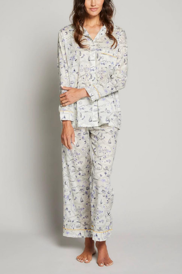 pour les femmes LA Pajama Set with Mustard Piping