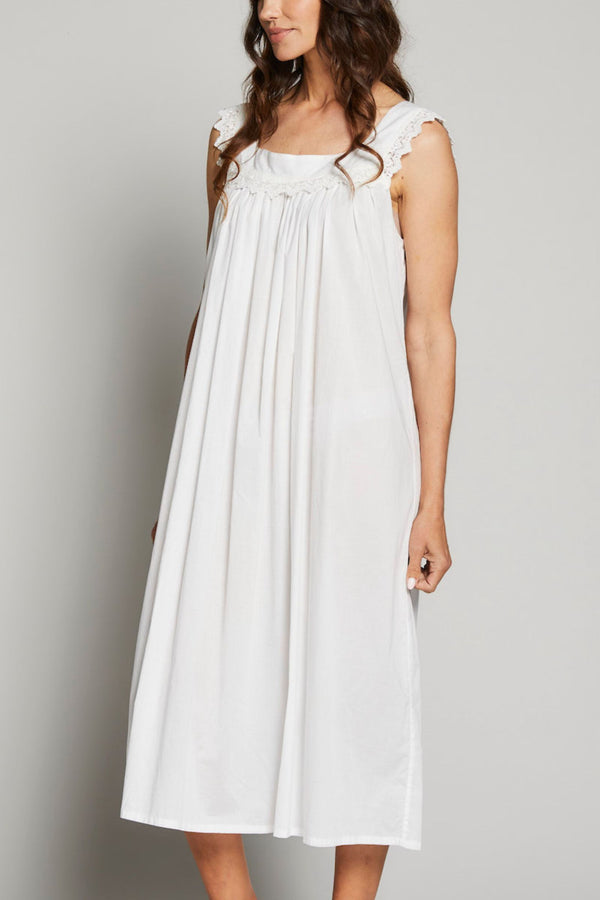 Pour Les Femmes Lace Square Neck Nightgown - White