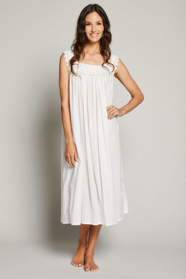 Pour Les Femmes Lace Square Neck Nightgown - White