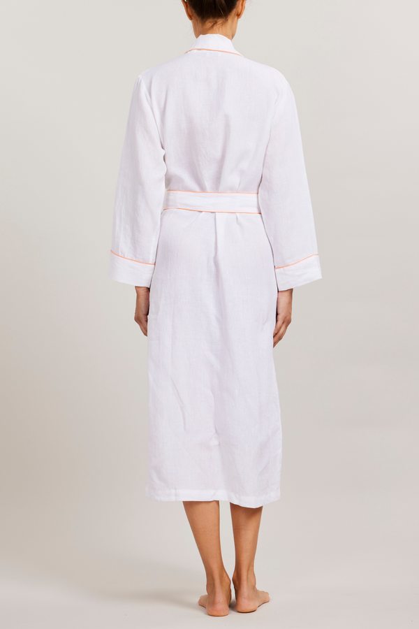 Pour Les Femmes Linen Robe - Piped In Shell Coral