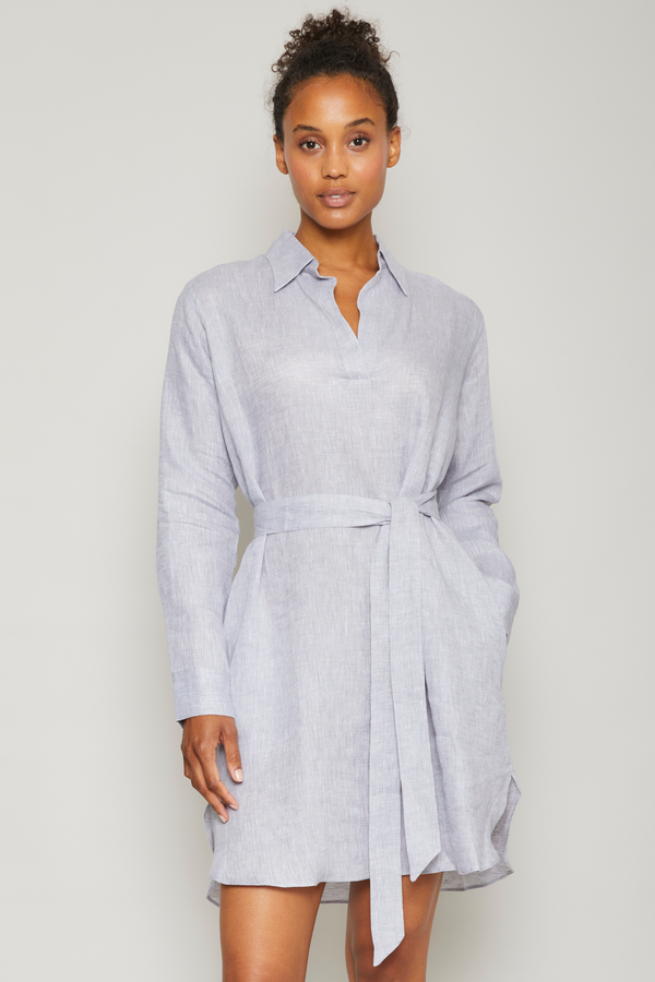Pour Les Femmes Linen Shirt Dress - Heather Grey