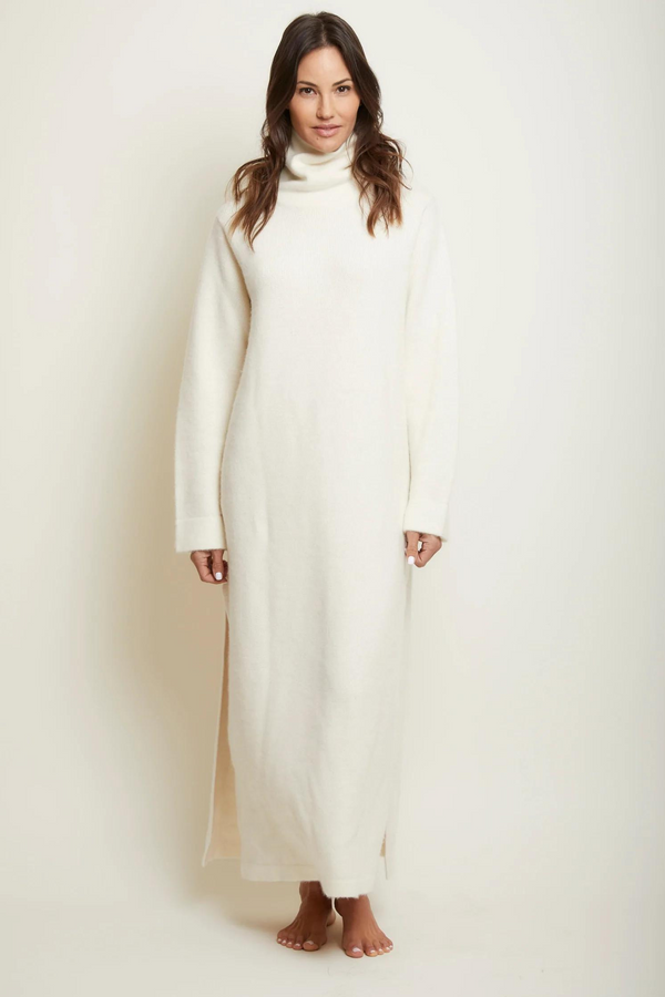 Pour Les Femmes Long Cashmere Dress - Cream