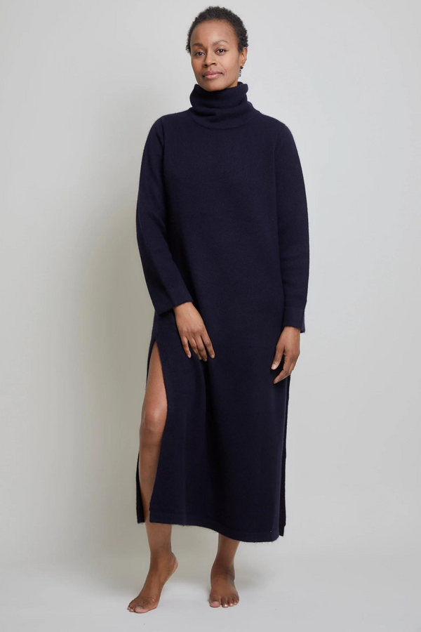 Pour Les Femmes Long Cashmere Dress - Navy
