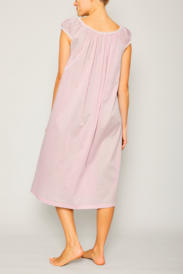 Pour Les Femmes Long Crown-Trim Nightgown - Pink