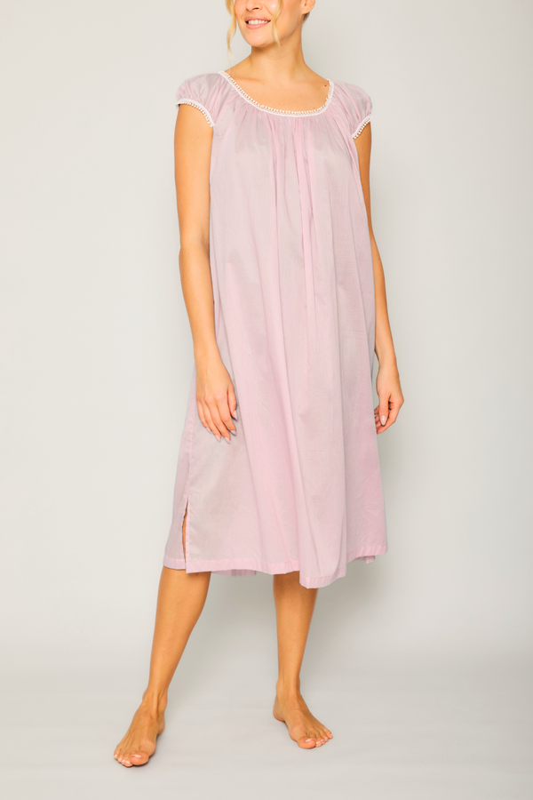 pour les femmes Long Crown-Trim Nightgown - Pink