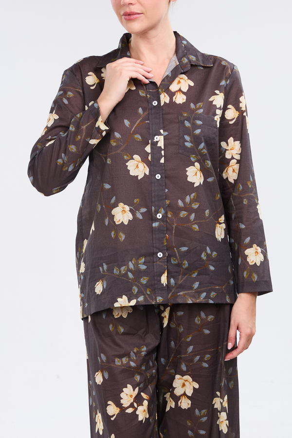 pour Les Femmes Long Sleeve Pajama Set - Magnolia