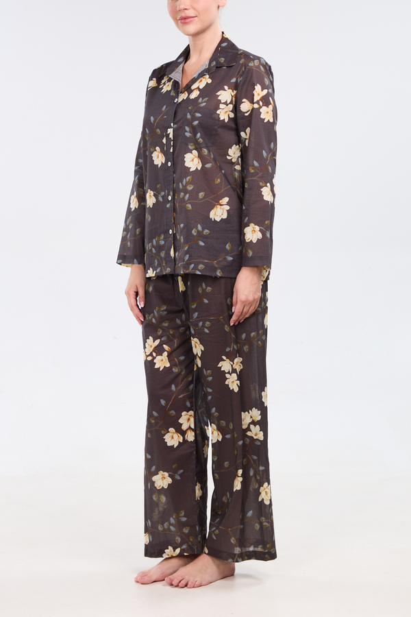 pour Les Femmes Long Sleeve Pajama Set - Magnolia