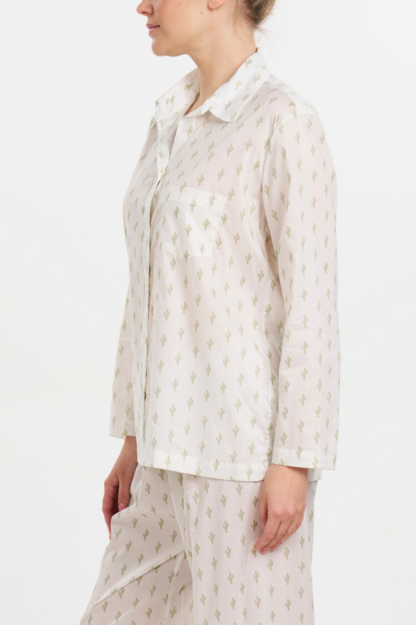 Pour Les Femmes Long Sleeve PJ Set - Cactus Print