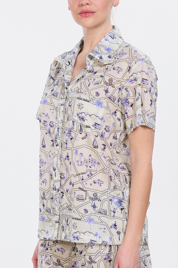 Pour Les Femmes Los Angeles Print Short Set