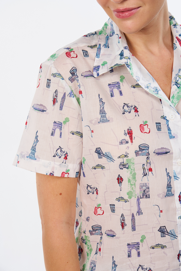 Pour Les Femmes New York City Print Short Set