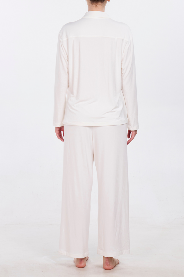 Pour Les Femmes Organic Bamboo Pajama Set - Cream