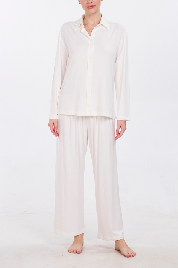 pour les femmes Organic Bamboo Pajama Set - Cream