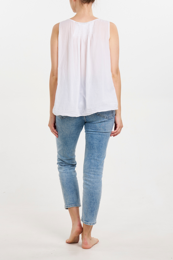 Pour Les Femmes Pintuck Top - White
