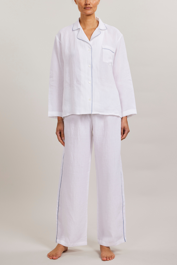 pour les femmes Sport Linen PJ Set - Piped in Blue