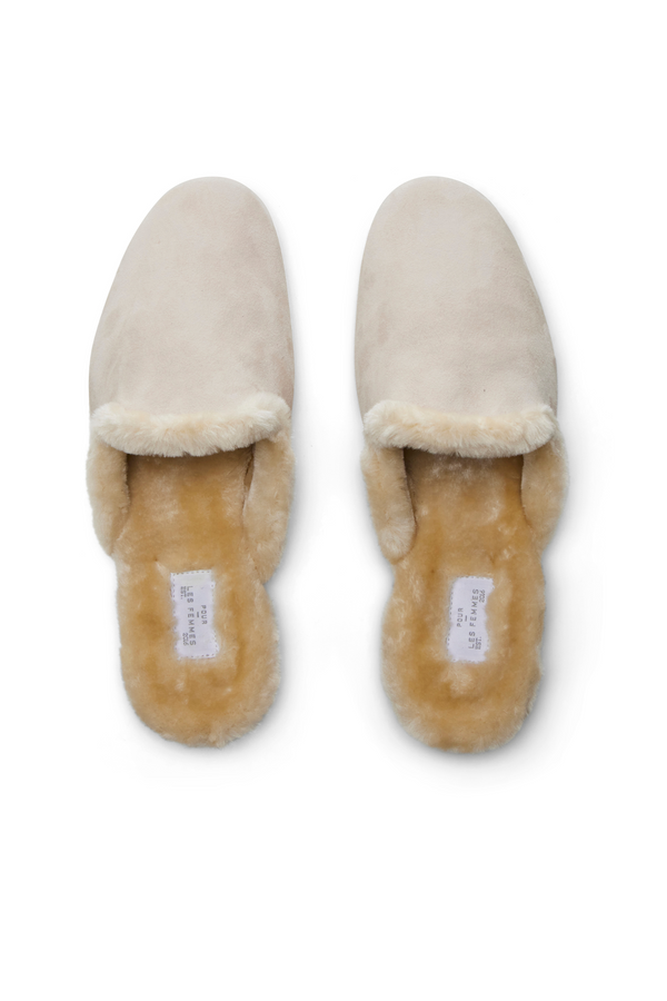 Pour Les Femmes Suede Slippers - Cream