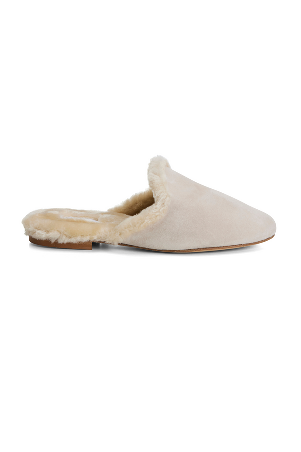 Pour Les Femmes Suede Slippers - Cream