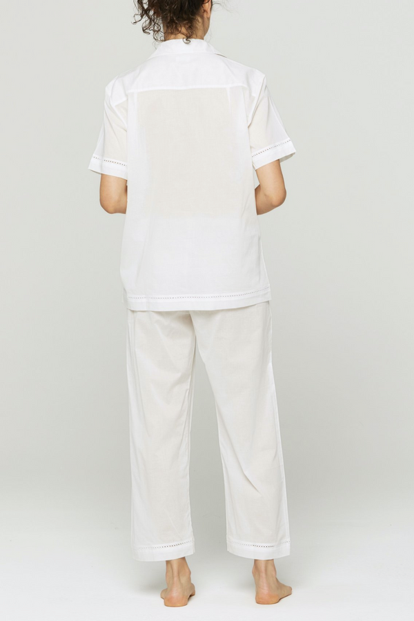 Pour Les Femmes Short Sleeve Cropped Pant PJ Set - White