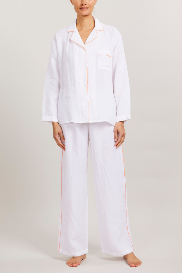 pour les femmes Sport Linen PJ Set - Piped in Shell Coral