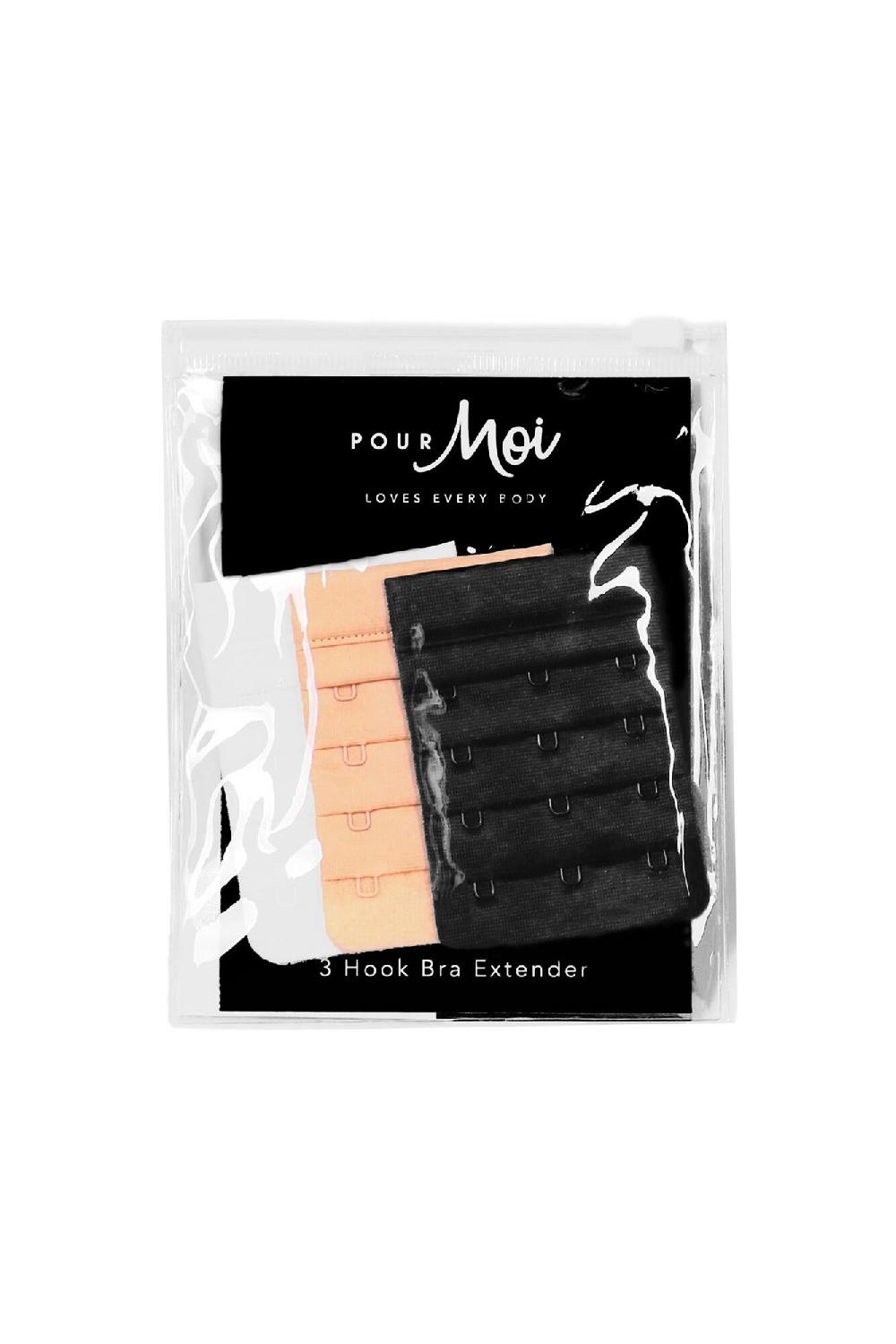 Pour Moi 3 Hook Bra Extender (Pack Of 3) - Black/Cosmetic/White