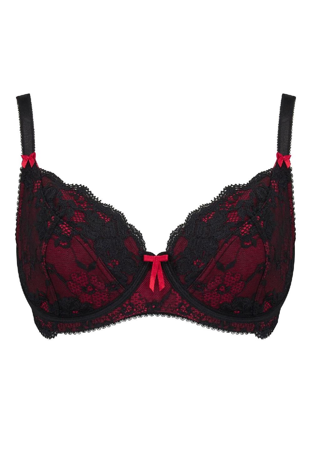 Pour Moi Amour Underwired Non-Padded Bra D-M - Black/Scarlet