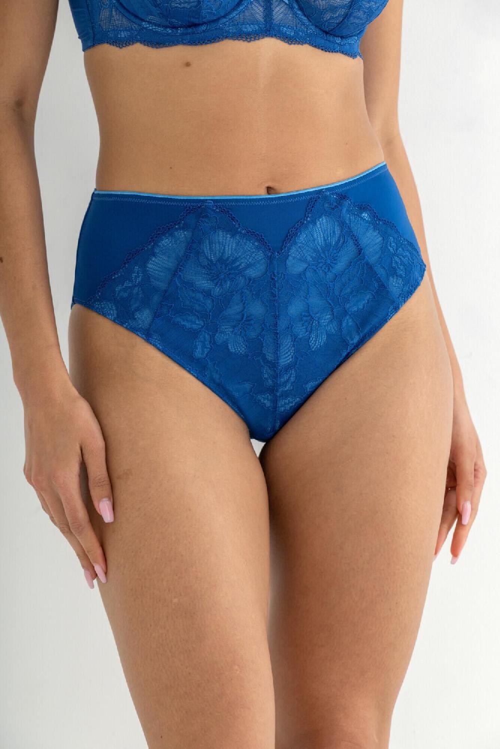 Pour Moi Atelier Lace High-Waist Deep Brief - True Blue/Mist