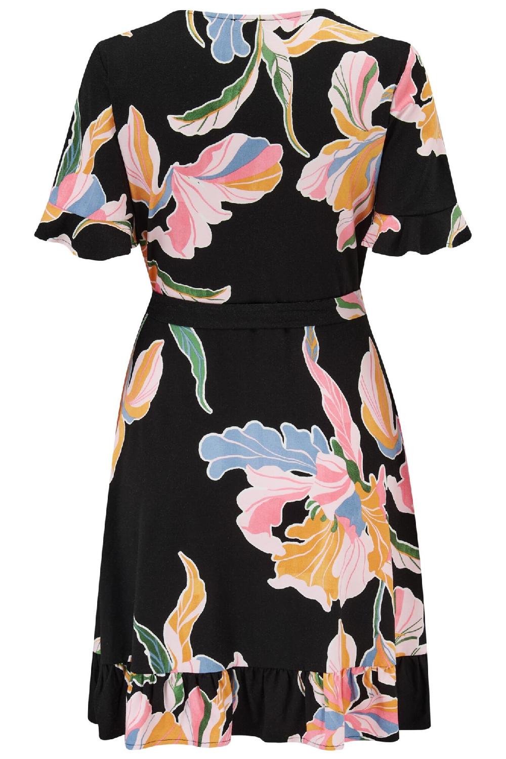 Pour Moi Birdie Stretch Viscose Jersey Wrap Front Dress - Black Floral