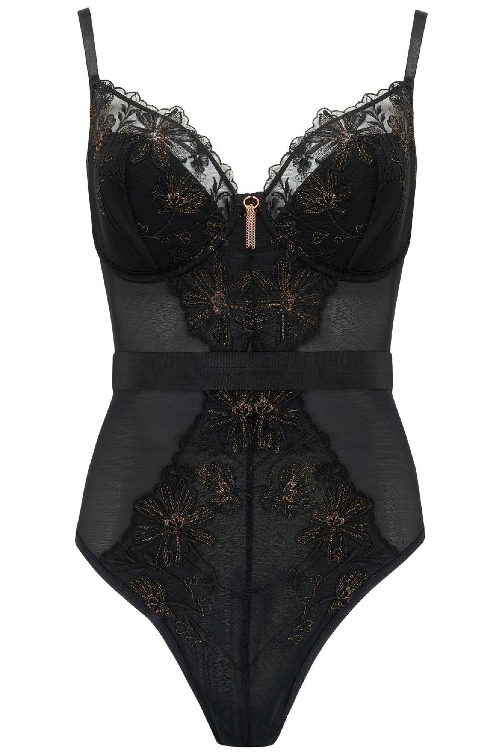 Pour Moi Constance Lightly Padded Underwired Body - Black/Rose Gold