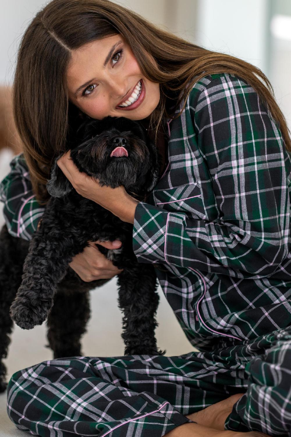 Pour Moi Cosy Check Brushed Cotton Pyjama Gift Set - Forest/Black