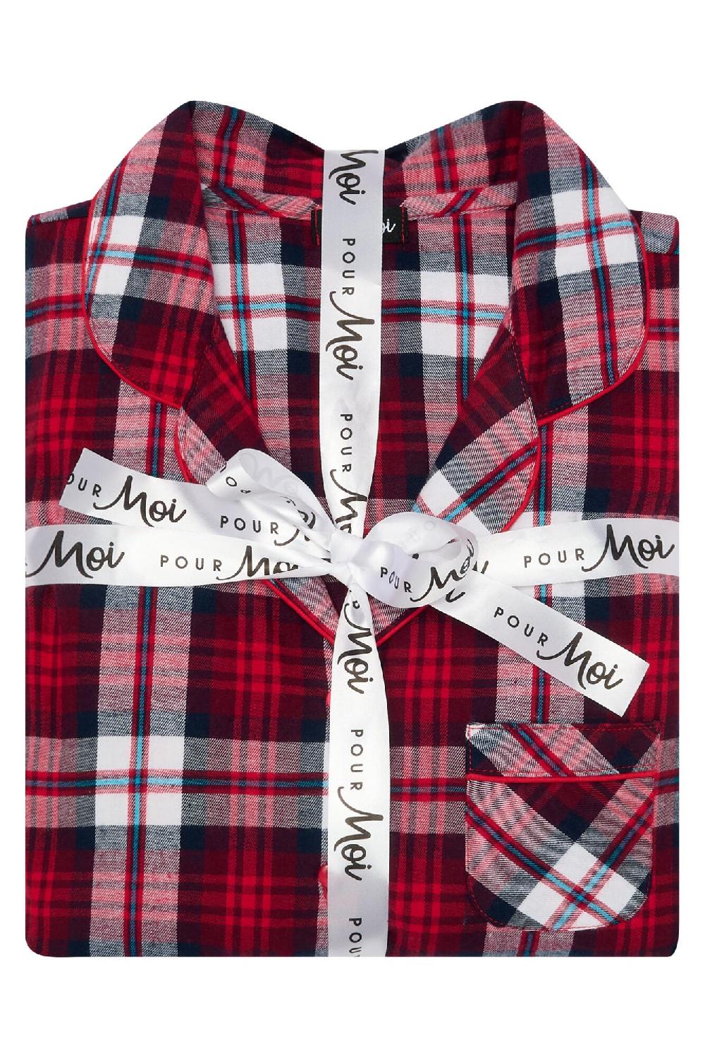 Pour Moi Cosy Check Brushed Cotton Pyjama Gift Set - Navy/Red/White