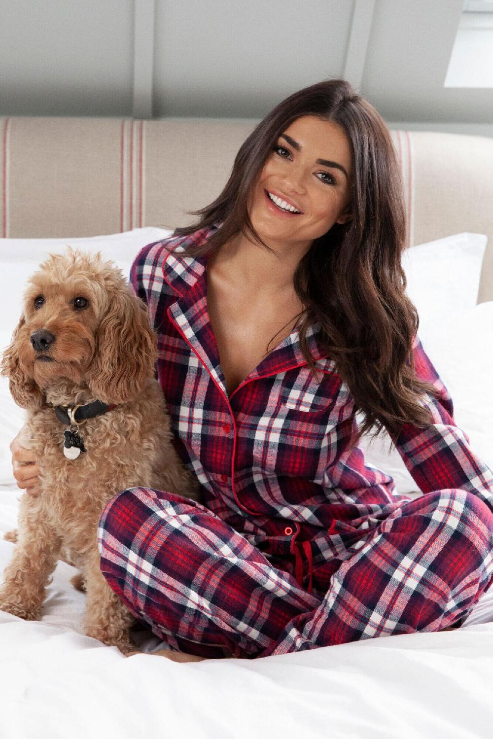 pour moi Cosy Check Brushed Cotton Pyjama Gift Set - Navy/Red/White