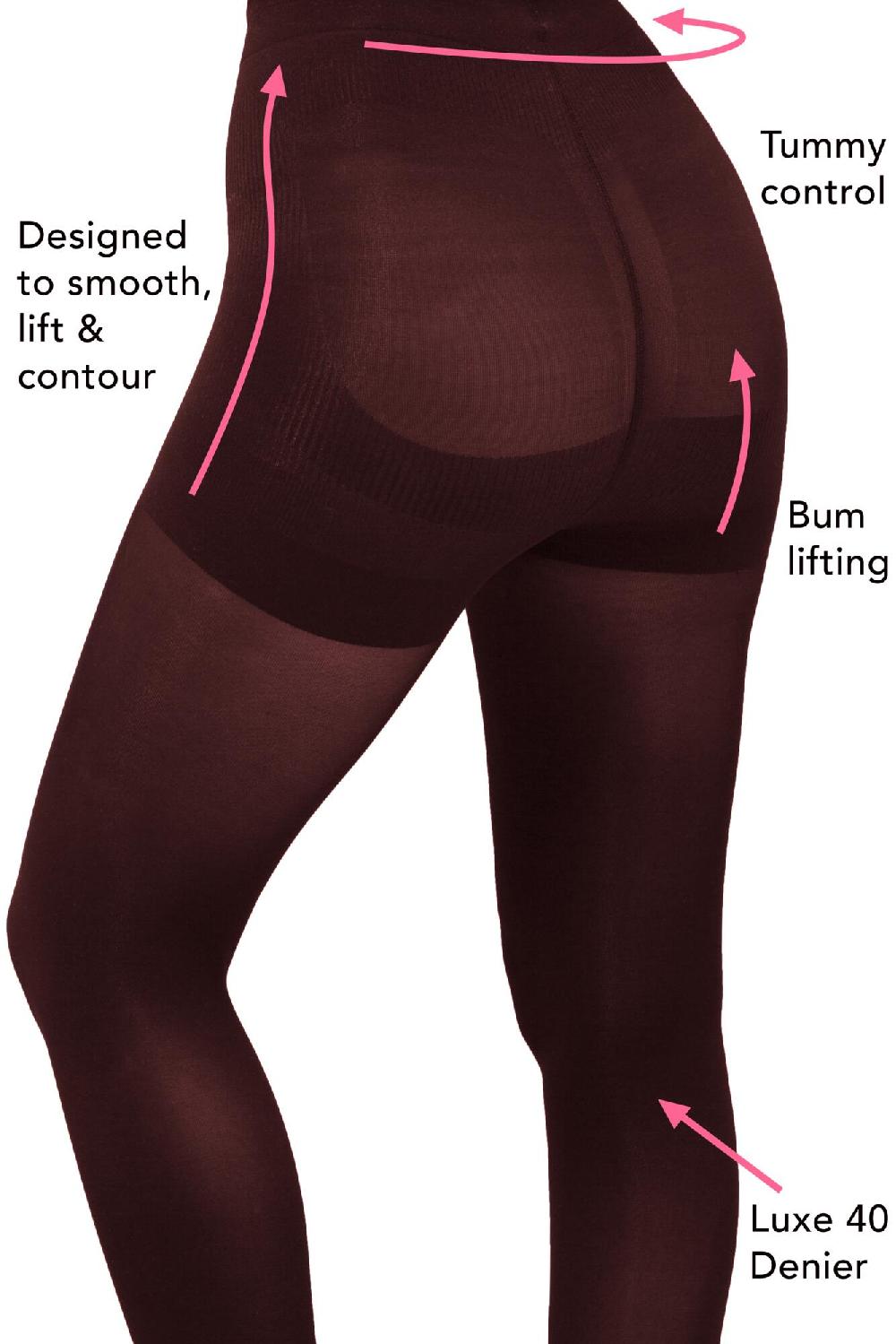 Pour Moi Definitions 40 Denier Shaping Control Tights - Burgundy