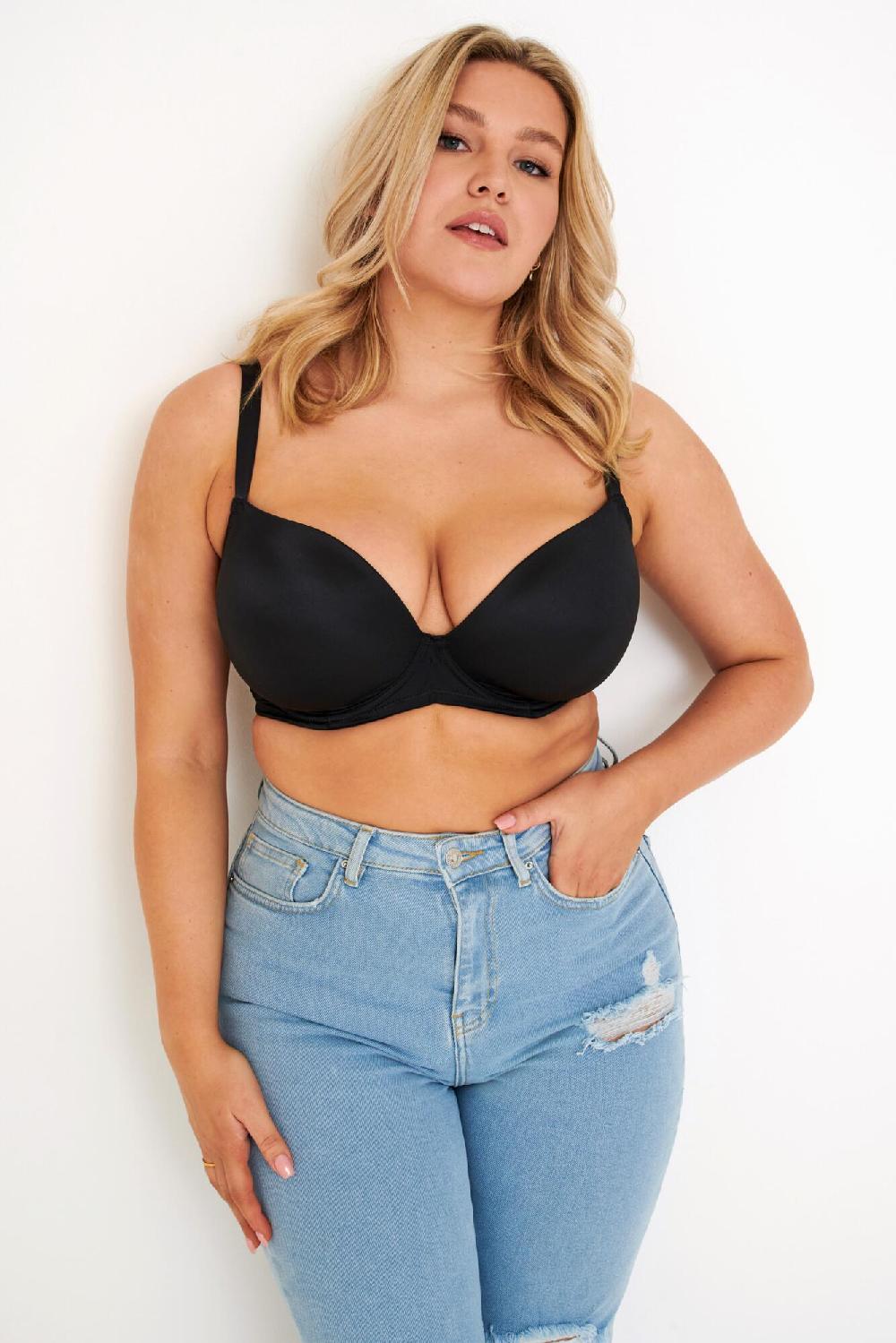 Pour Moi Definitions Contour Padded Plunge T-Shirt Bra - Black