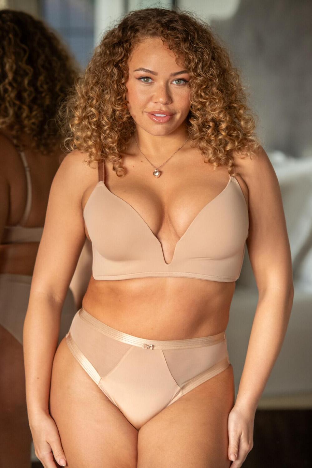 Pour Moi Definitions U Wire Plunge Low Back Push-Up Bra - Sand