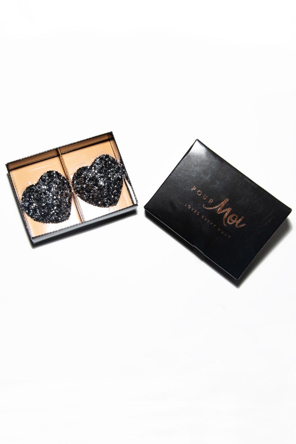 Pour Moi Diamante Embellished Nipple Covers - Black/Platinum