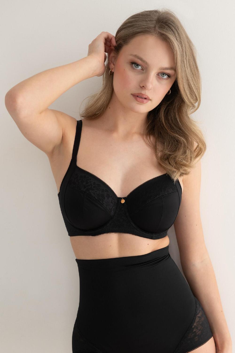 Pour Moi Effortless Non-Padded Full Cup Side Support Bra D-M - Black