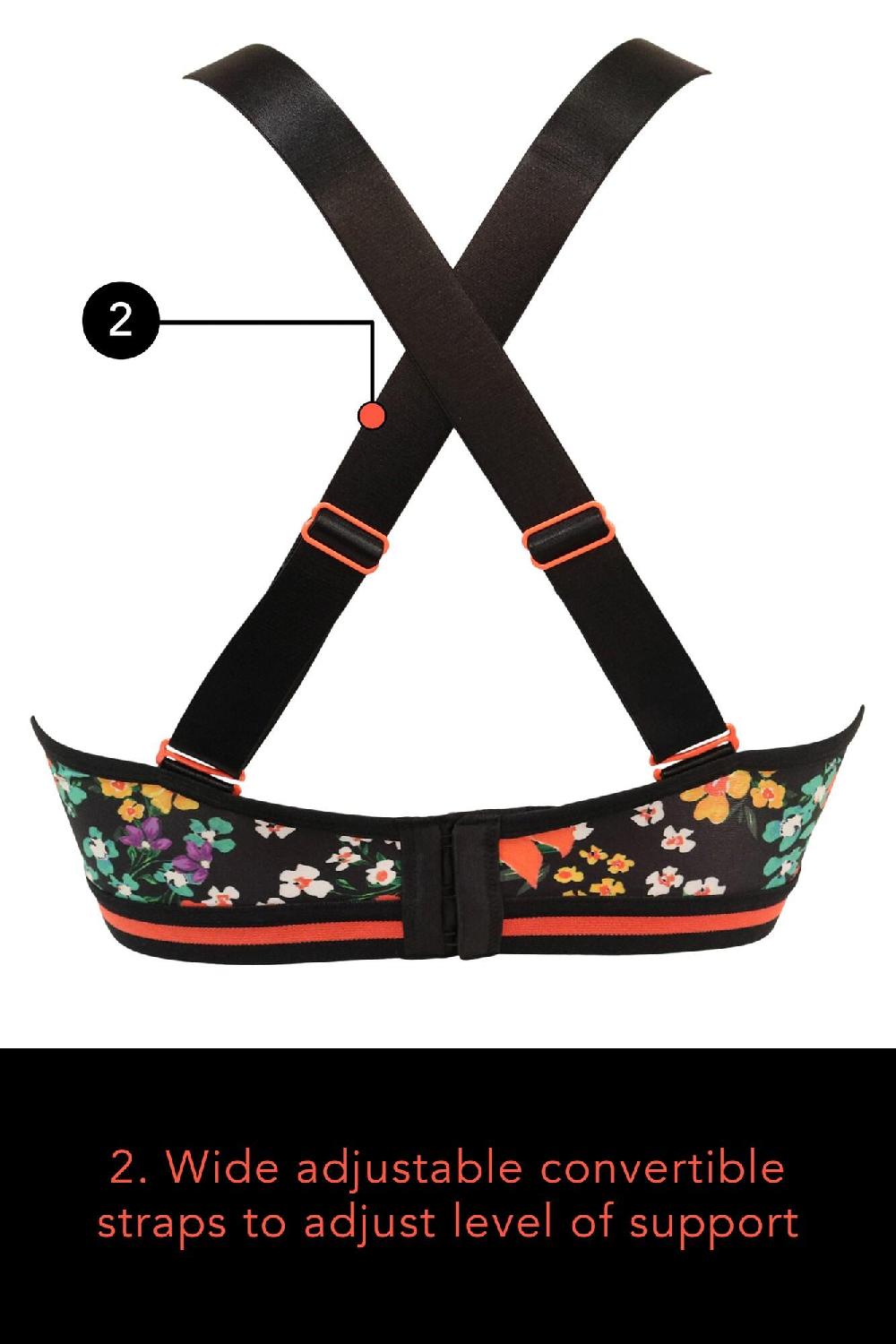 Pour Moi Energy Empower U/W Lightly Padded Convertible Sports Bra - Black Ditsy