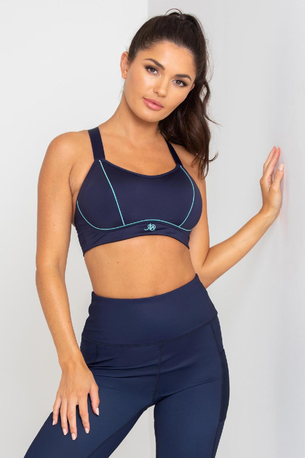 Pour Moi Energy Empower U/W Lightly Padded Convertible Sports Bra - Navy/Aqua