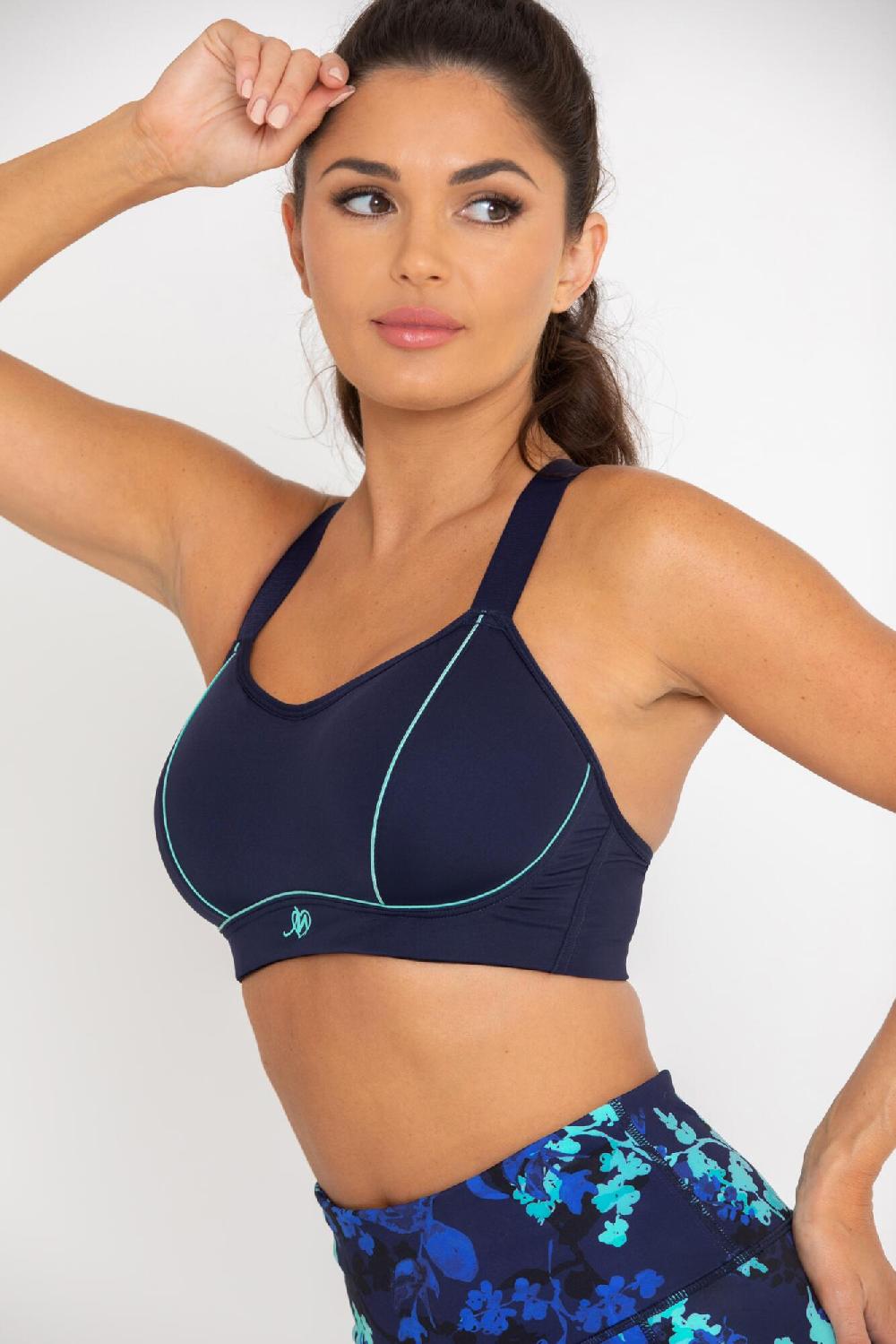 pour moi Energy Empower U/W Lightly Padded Convertible Sports Bra - Navy/Aqua